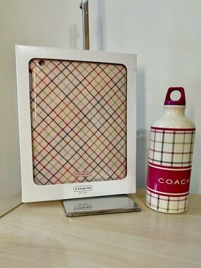 Coach Tattersall iPad Case with Coach Tattersall Water Bottle